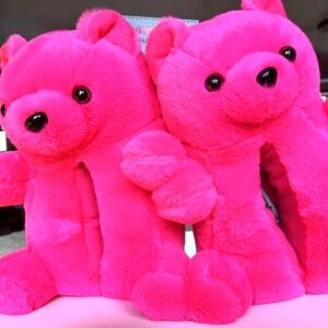 Fluffy Hot Pink Gummy Bear Slippers